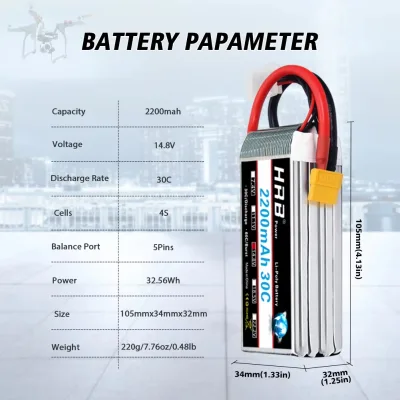 Batterie Lipo 14,8 V 2200 mAh 4S – image 2
