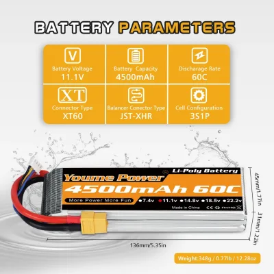 Batterie LiPo 4500 mAh pour modèle réduit – image 3