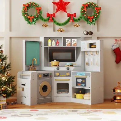 Cuisine d'angle en bois pour enfants – image 2