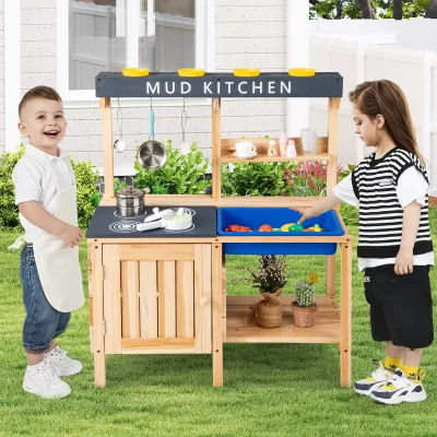 Cuisine de jeu en bois avec évier amovible – image 2