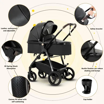 Poussette 3 en 1 pliable pour bébé – image 2