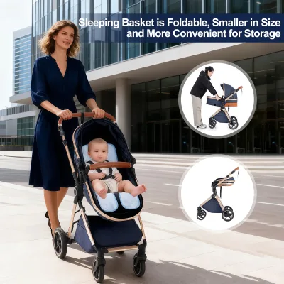 Poussette 3-en-1 pliante pour bébé – image 3