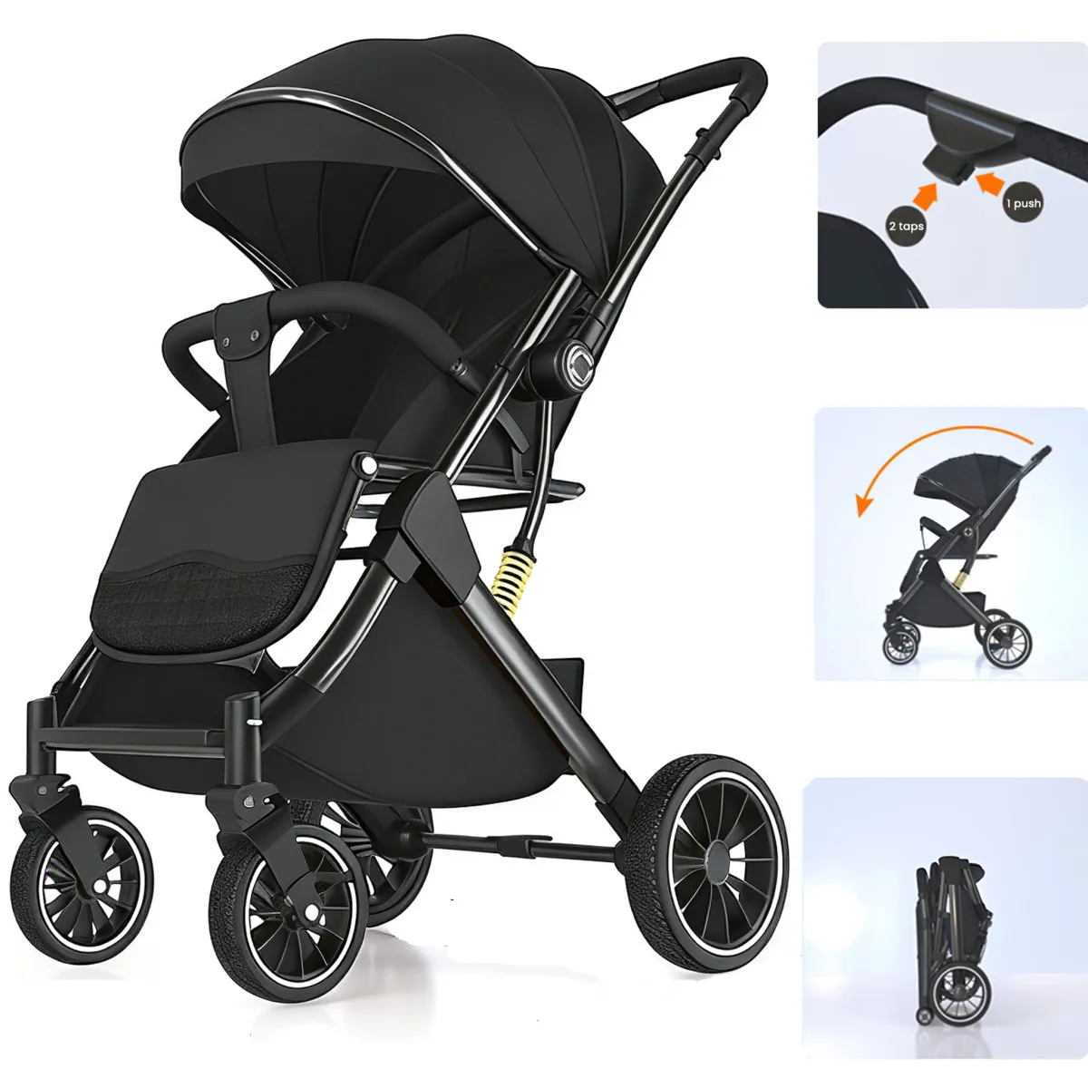 Poussette bébé pliable à quatre roues