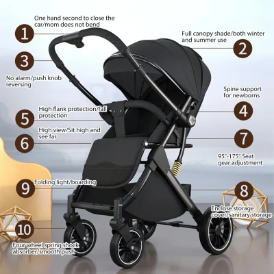Poussette bébé pliable à quatre roues – image 2