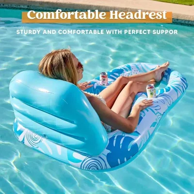 Transat gonflable de piscine en PVC rose – image 2